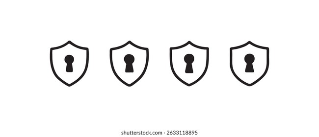 Security shield icon set with keyholes vector