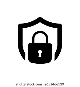 Security shield icon set with padlock and check mark. Protection, privacy, and safety vector symbols. Shield logo for secure access and data lock.