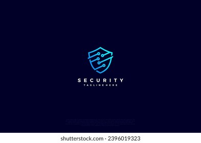 Security shield with icon technology logotype concept idea. Vector Design template element
