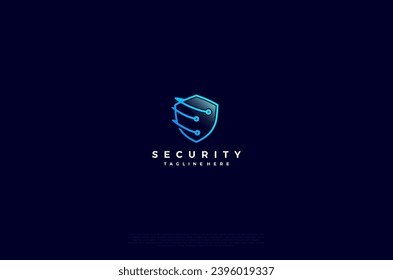 Protector de seguridad con idea de logotipo de tecnología de iconos. elemento de plantilla Diseño de vector
