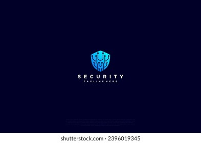Security shield with icon technology logotype concept idea. Vector Design template element

