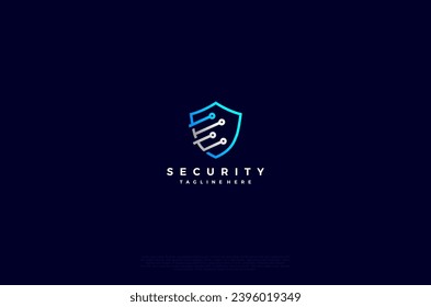 Security shield with icon technology logotype concept idea. Vector Design template element
