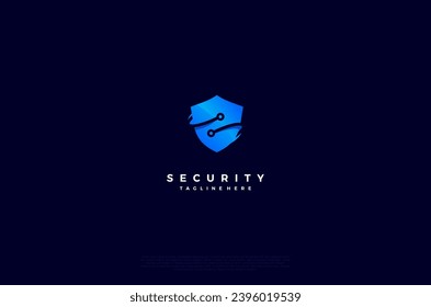 Security shield with icon technology logotype concept idea. Vector Design template element
