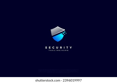 Security shield with icon technology logotype concept idea. Vector Design template element
