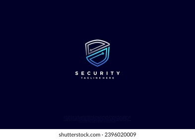 Security shield with icon technology logotype concept idea. Vector Design template element
