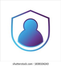 security shield icon. shield with user symbol. gradient style outline Vector illustration, vector icon concept.