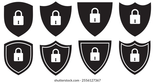 Security shield icon vector set. shield lock icon vector . Protect shield icon set.