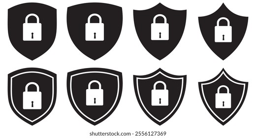 Security shield icon vector set. shield lock icon vector . Protect shield icon set.