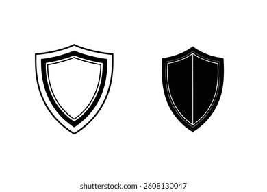 Security Shield Icons In Black And White For Protection And Safety Design