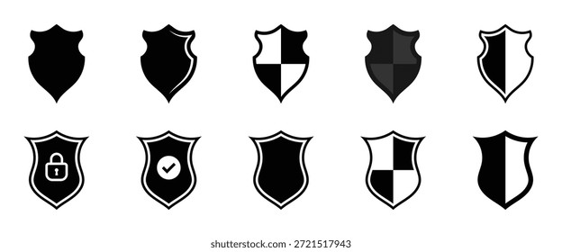 Iconos del escudo de seguridad. Conjunto de iconos de escudo distintos, cada uno representa la garantía, la seguridad y la protección, lo que significa una sensación de seguridad.