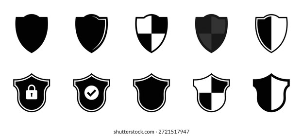 Iconos del escudo de seguridad. Conjunto de iconos de escudo distintos, cada uno representa la garantía, la seguridad y la protección, lo que significa una sensación de seguridad.