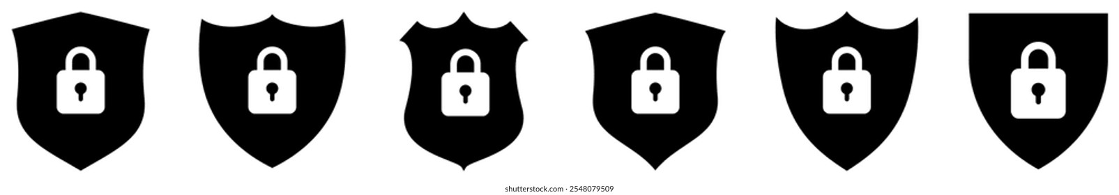 Security shield icons set. Shield lock icon or security shield protection icons. Vector illustration