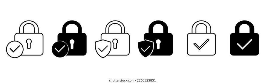 Security shield icons set. Security shields logotypes. Security shield symbols for apps and websites. Vector illustration