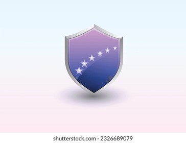 Iconos del escudo de seguridad, la seguridad protege los logotipos con estrella y gradiente. Ilustración del vector de seguridad.