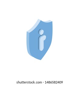Security shield information blue. Vector 3d isometric, color web icons set, new flat style. Creative illustration, idea for infographics.