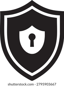 Security shield with keyhole, protection, privacy symbol.