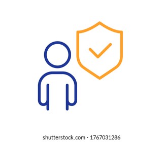 Security shield line icon. Body guard sign. Private protection symbol. Colorful thin line outline concept. Linear style security icon. Editable stroke. Vector