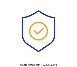 Security shield line icon. Cyber defence sign. Private protection symbol. Colorful thin line outline concept. Linear style security shield icon. Editable stroke. Vector