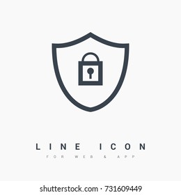 Security shield lock line vector icon