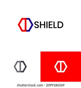 Security Shield Logo Design Concept. Cyber Company Brand Logomark Illustration. Can Representing Defence, Vpn, Tech, Hacker, System, Blockchain. 