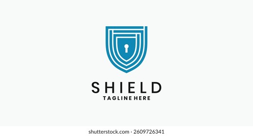 Security shield logo with keyhole symbol 