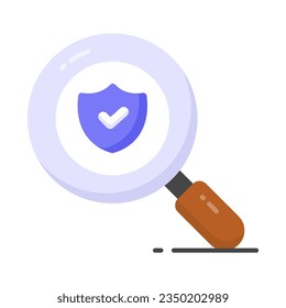 Sicherheitsschild mit Lupe, Sicherheitsrecherchsymbol, Sicherheitsprüfvektordesign