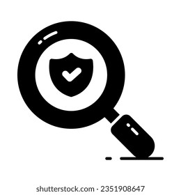 Security shield with magnifier, security search icon, safety check vector design
