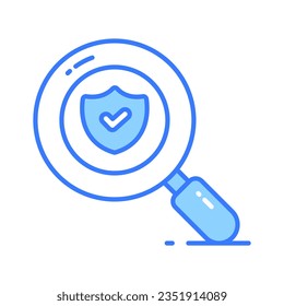 Security shield with magnifier, security search icon, safety check vector design