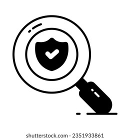 Security shield with magnifier, security search icon, safety check vector design