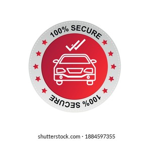 Security shield and on white background. Badge or button for trade website. 100 percent safe concept.
