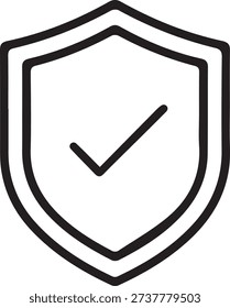 Security Shield Outline Icon Vector for Protection and Safety
