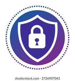 Sicherheitsschild mit Vorhängeschloss-Symbol und gepunktetem Kreisrand, der den Datenschutz darstellt