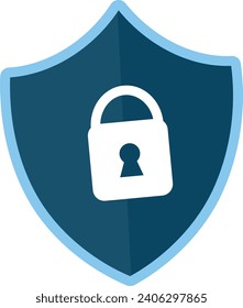 security shield padlock network flat icon 
