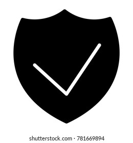 Security Shield Pixel Perfect Vector Silhouette Icon 48x48 Ready for 24x24 Grid for Web Graphics and Apps. Simple Minimal Pictogram