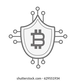 security shield protection with bitcoin currency symbol