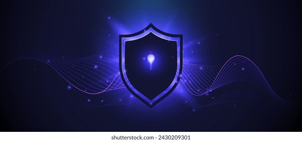 Security Shield protection. Cyber security data protection technology. Vector illustration