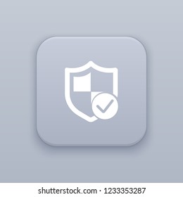 Security, Shield, Protection, gray vector button with white icon on gray background