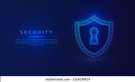 Security Shield protection, Protected guard shield security concept. Shield guard safety system background. Cyber security concept illustration with dots combination.