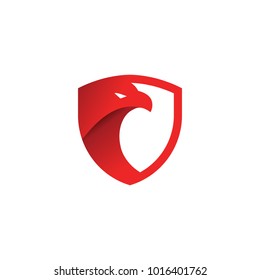 Security shield red eagle logo design template vector