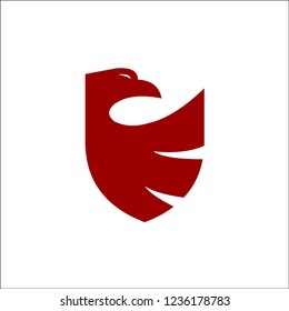 Security shield red eagle logo design template vector