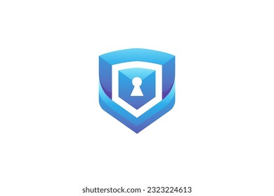 Security shield or safe lock in modern logo design style