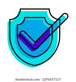 security shield safety outline blue icon vector illustration