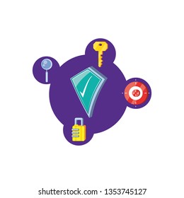 security shield with set icons