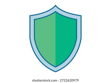 Escudo de segurança em tons de verde e azul para proteção digital e conceitos de defesa