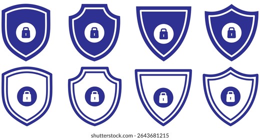 Security shield sign with lock vector illustration. Lock icon, vector set. Safety symbols, sign, logo design. Security and privacy symbol design. Vector icon.