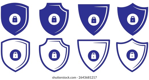 Security shield sign with lock vector illustration. Lock icon, vector set. Safety symbols, sign, logo design. Security and privacy symbol design. Vector icon.