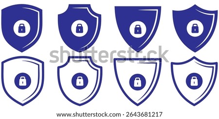 Security shield sign with lock vector illustration. Lock icon, vector set. Safety symbols, sign, logo design. Security and privacy symbol design. Vector icon.