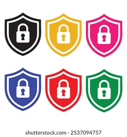 Security shield sign vector illustration, lock security icon, set of security shield icons, security shield shield symbol.