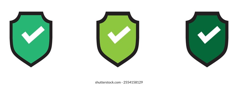 Security shield sign vector illustration, Lock security icon, Set of security shield icons, securityshields symbols with check mark and padlock, Shield security icon, Safety, protection sign