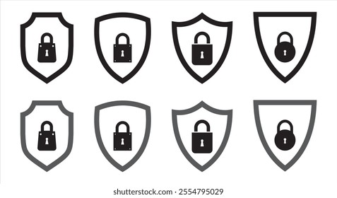 Security shield sign vector illustration, Lock security icon, Set of security shield icons, securityshields symbols with check mark and padlock, Shield security icon, Safety, protection sign